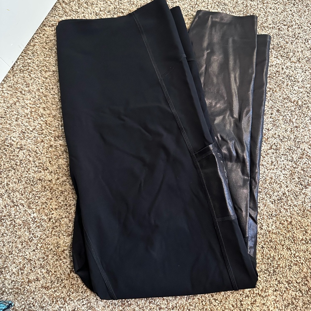 SPANX leggings with pleather trim